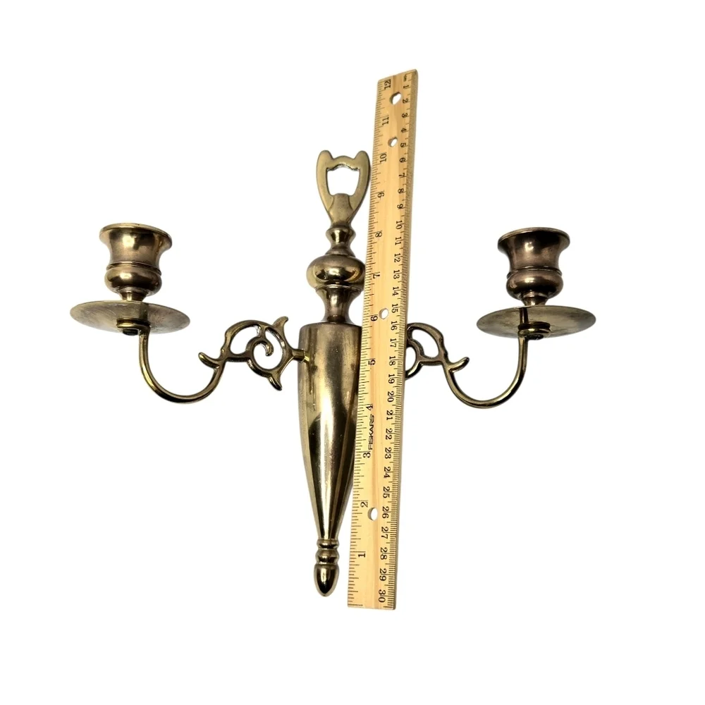 Solid Brass Double Arm Candle Wall Sconces, Set Of 2.